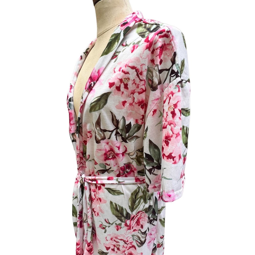 Show Me Your Mumu Brie Robe Floral Kimono Pink White OS Boho Bridal Lounge - Picture 6 of 13